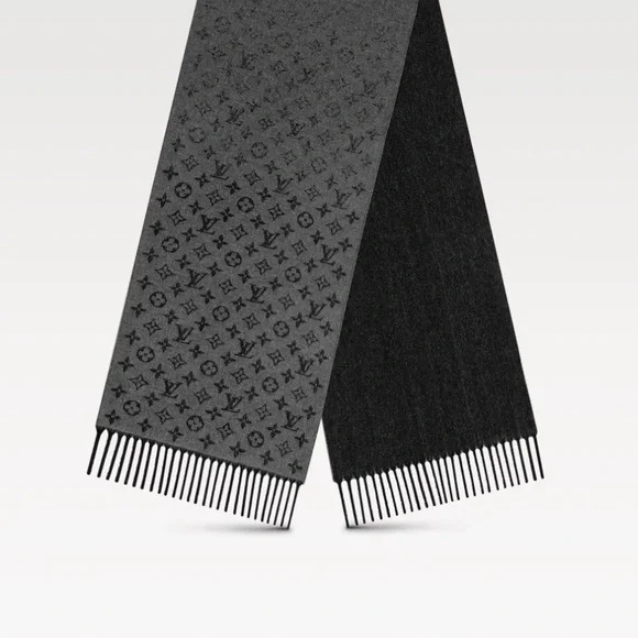 Louis Vuitton Echarpe Monogram Gradient M75900 Cashmere/Wool Grey Scarf NWOT - Picture 3 of 13